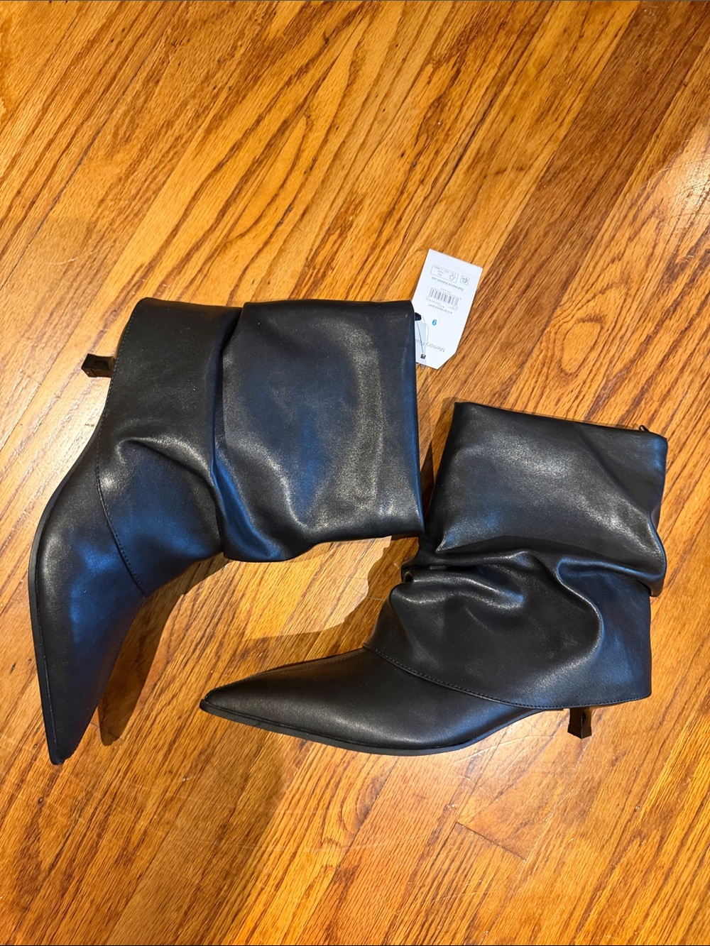 Time and Tru Black Slouchy Pointed-Toe Ankle Booties